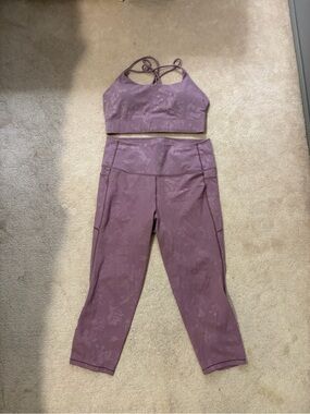 Ziya High-Rise Crop Leggings Set in Dusty Mauve